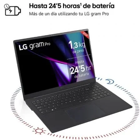 LG gram Pro 16ZD90SP-A.AX78B 16'' OLED 3K Intel Core Ultra 7 32GB RAM 1TB SSD Plata LG gram Pro 16ZD90SP-A.AX78B 16'' OLED 3K Intel Core Ultra 7 32GB RAM 1TB SSD Plata